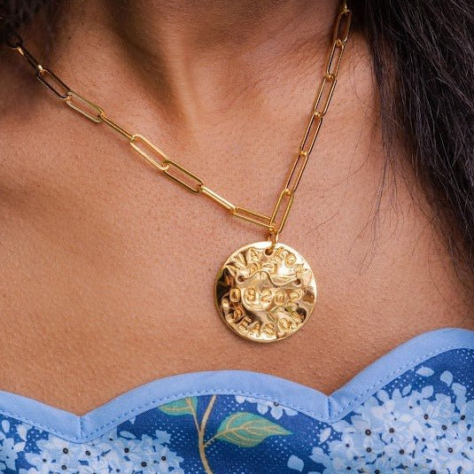 Beach Tag Charm Necklace – 18k Gold Plated - Image 3