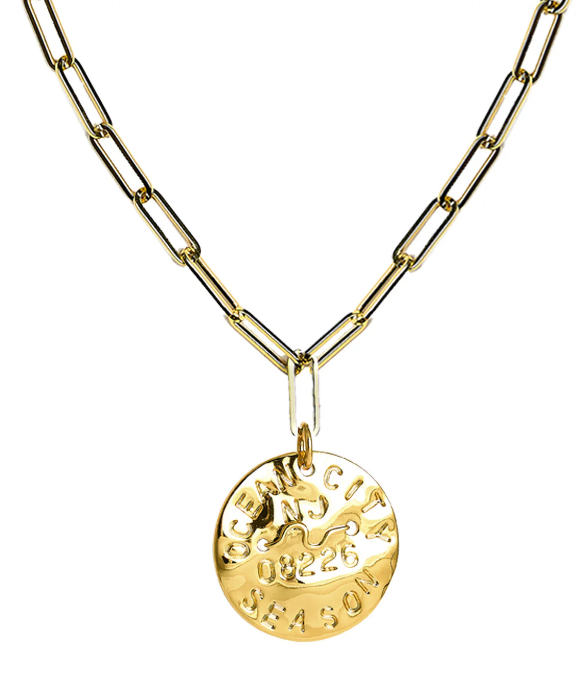 Beach Tag Charm Necklace – 18k Gold Plated - Image 36