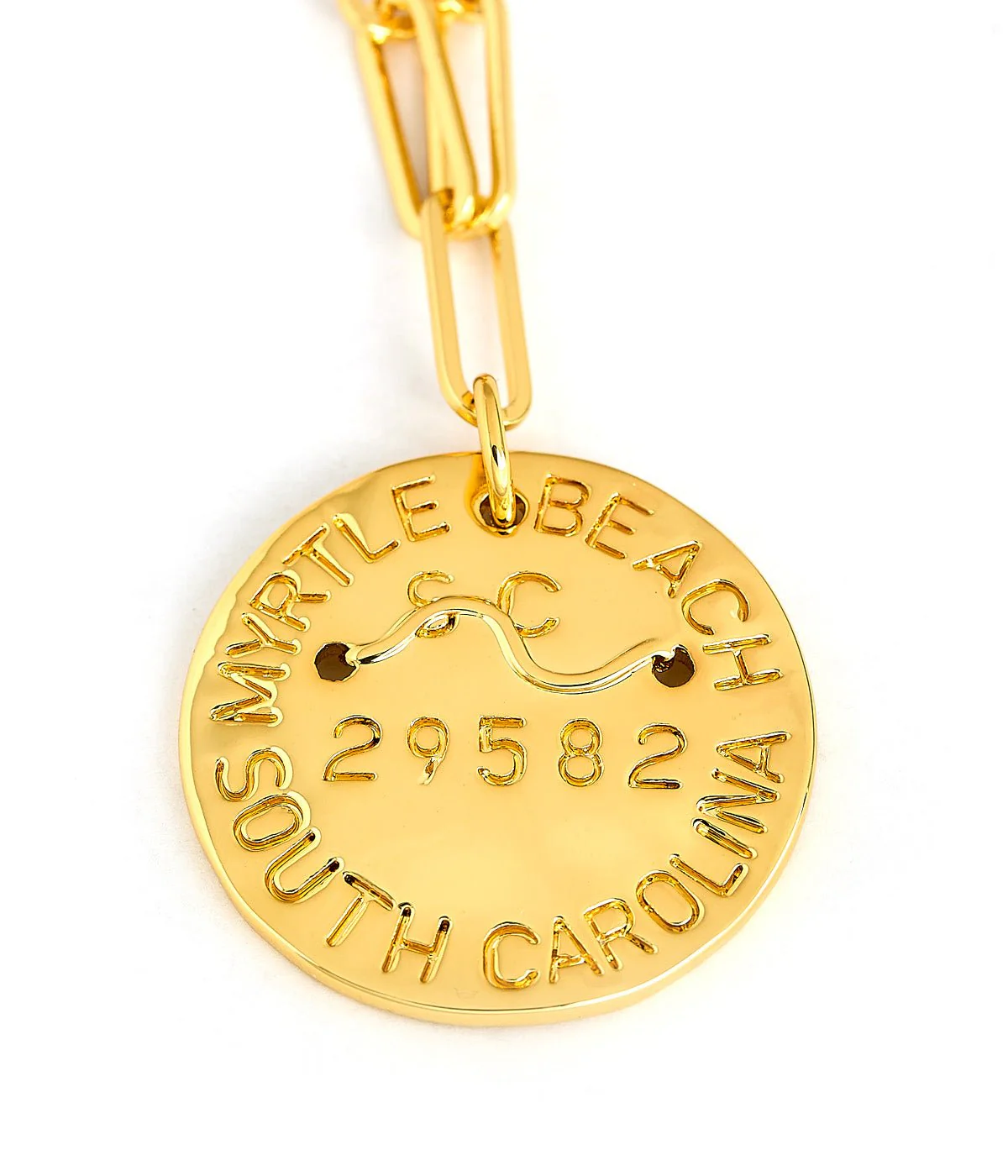 Beach Tag Charm Necklace – 18k Gold Plated - Image 94