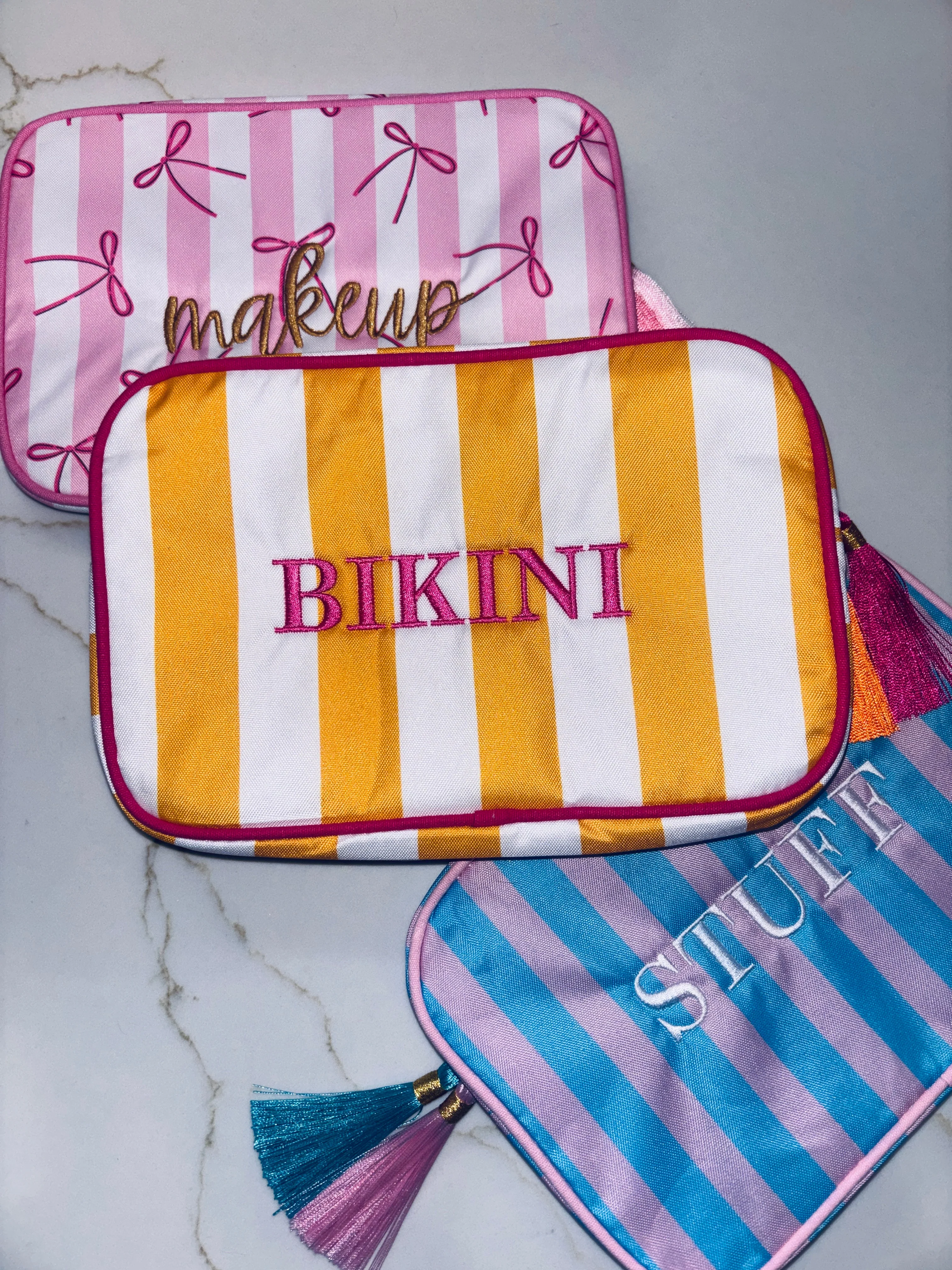 "BIKINI" Embroidered Nylon Makeup Bag - Image 2